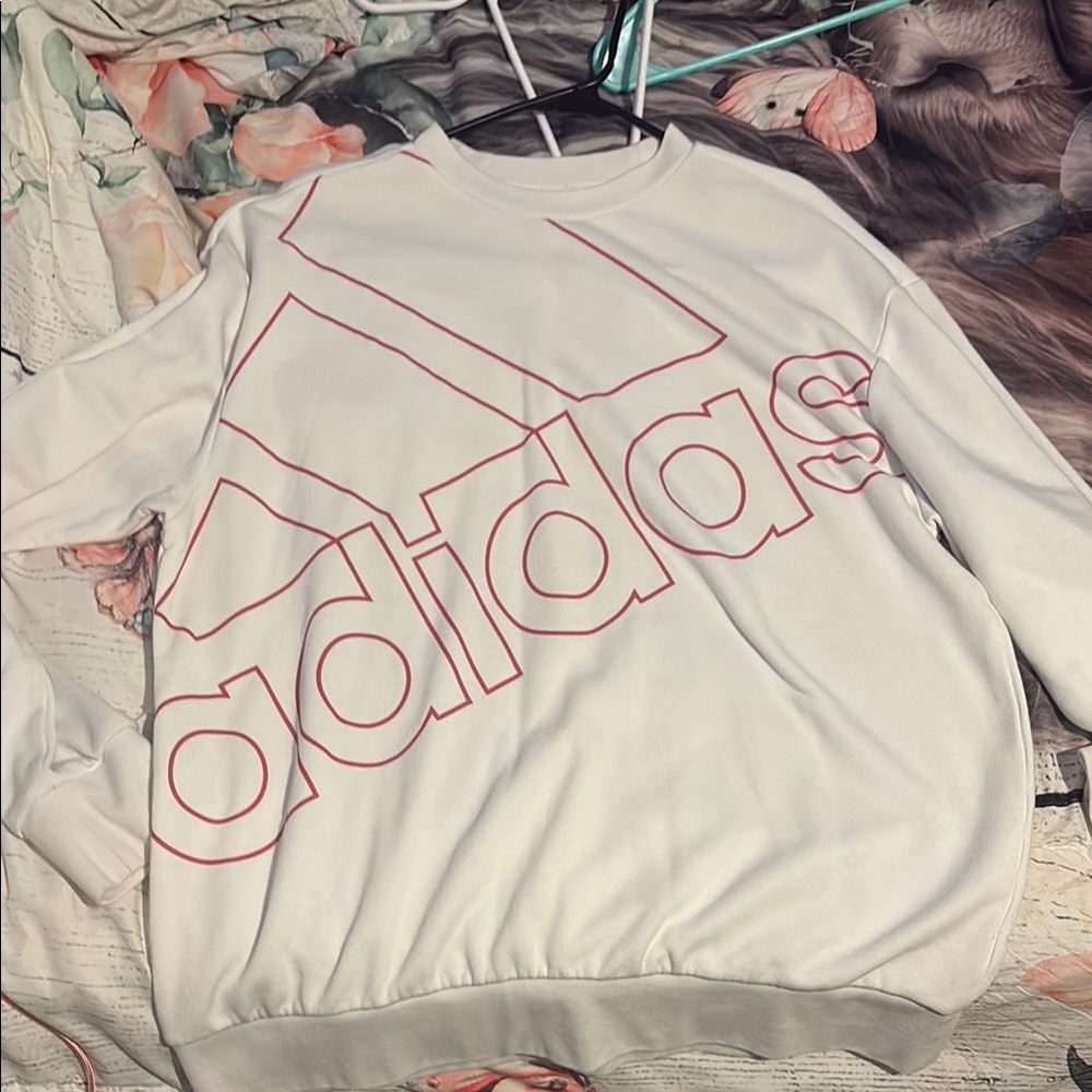 Adidas White Sweatshirt with Red Logo